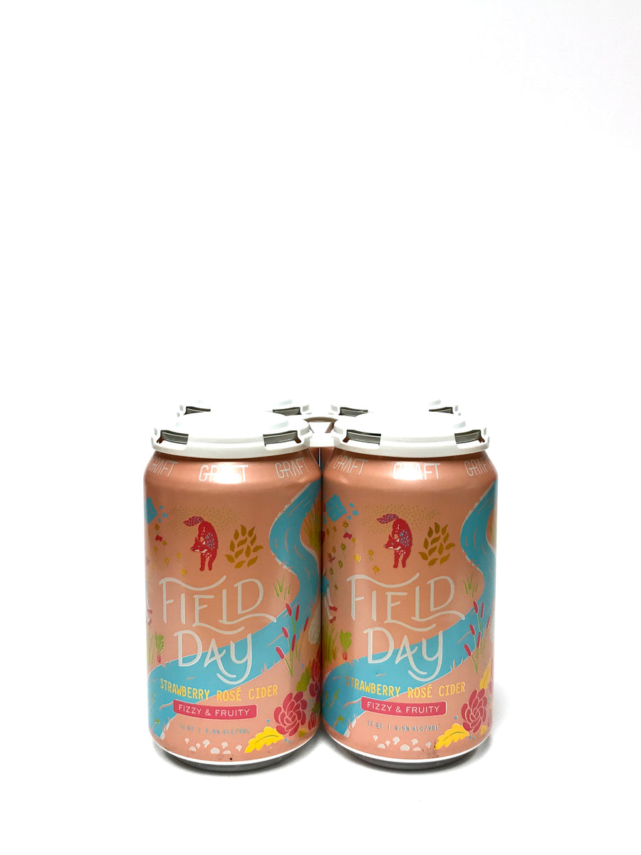 Graft Farm Field Day Strawberry Rosé Cider 12oz Can 4-Pack