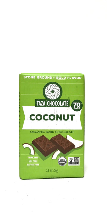 Taza Dark Chocolate Bar Coconut 2.5oz