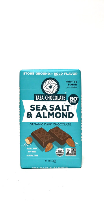 Taza Dark Chocolate Bar Sea Salt and Almond 2.5oz